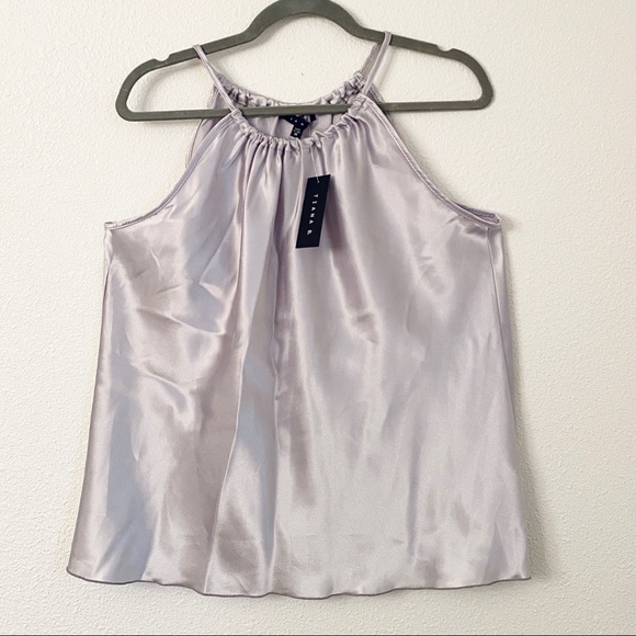Tiana B. Tops - NWT Silver Satin Halter Top✨Perfect for Holiday Look! (M)